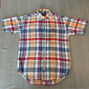Ralph Lauren size 16/18 boys  plaid short sleeve regular fit multicolored shirt